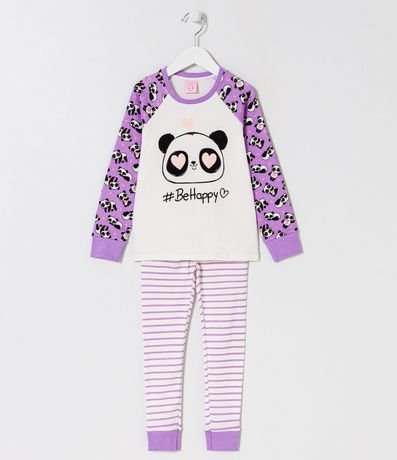 Pijama Largo Infantil con Estampado de Panda - Talle 5 a 14 años 1