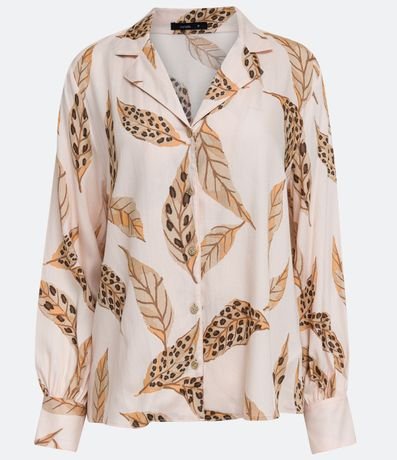 Camisa en Viscosa con Estampado de Follaje y Botones Dorados 6