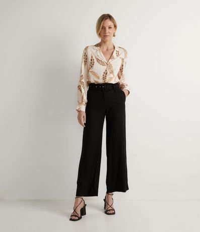 Camisa en Viscosa con Estampado de Follaje y Botones Dorados 5