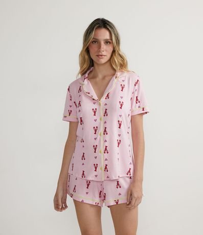 Pijama Americano Corto em Viscolycra com Estampa de Mini Langostas 1