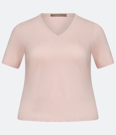 Blusa Básica en Algodón con Cuello V Curve & Plus Size 4