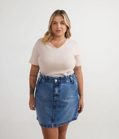 Blusa Básica en Algodón con Cuello V Curve & Plus Size 1