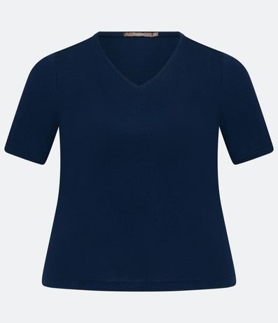 Blusa Básica en Algodón con Cuello V Curve & Plus Size 4