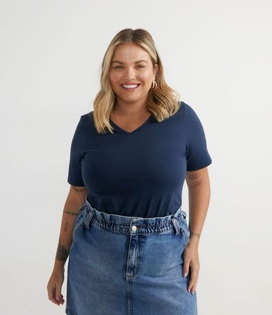 Blusa Básica en Algodón con Cuello V Curve & Plus Size 1