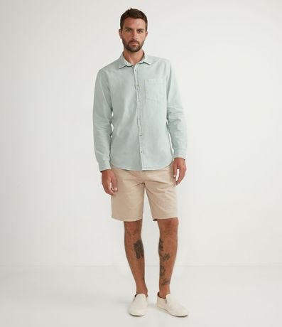 Camisa Manga Larga Lisa con Bolsillos 4