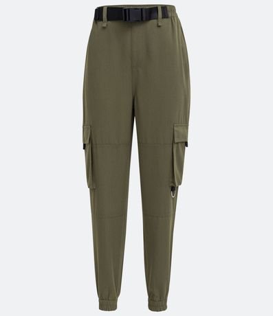 Pantalón Jogger en Liocel con Cinturón de Encaje y Bolsillos Cargo 7