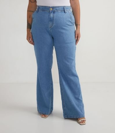Pantalón Flare Jeans sin Estampa Curve & Plus Size 1