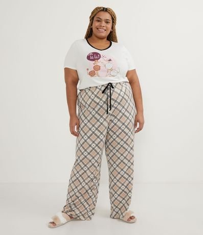 Pijama en Viscosa con Estampado de Perros y Cuadrillé Curve & Plus Size 1