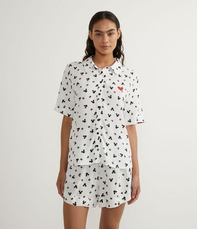 Pijama Americano Corto en Viscosa con Estampado Mickey 1