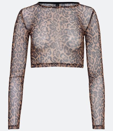 Blusa Cropped en Tul con Estampado Animal Print Jaguar 5