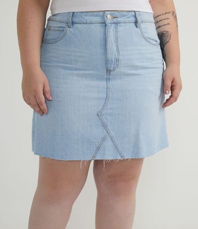 Pollera Evasé en Jeans con Barra Cortada a Hilo Curve & Plus Size 1