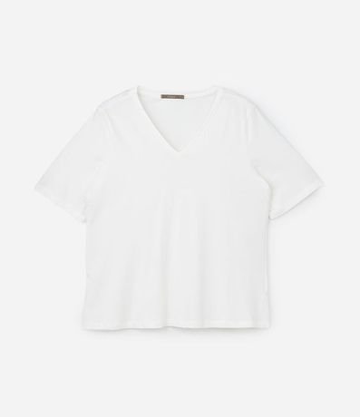 Blusa Básica en Algodón con Cuello V Curve & Plus Size 4