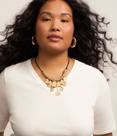 Blusa Básica en Algodón con Cuello V Curve & Plus Size