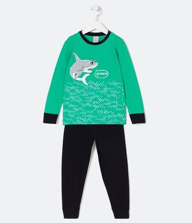 Pijama Largo Infantil con Estampado de Tiburón - Talle 4 a 14 años 1