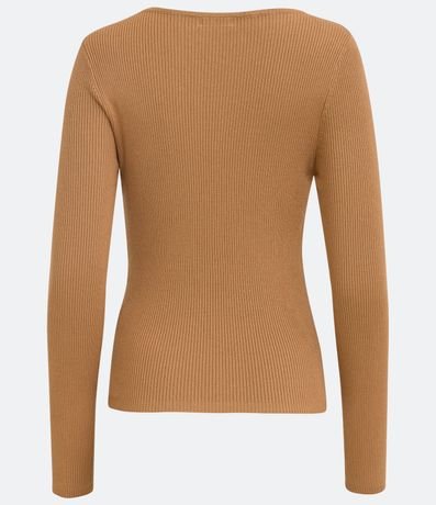 Blusa de Punto Acanalado con Cuello Barco y Mangas Largas 6