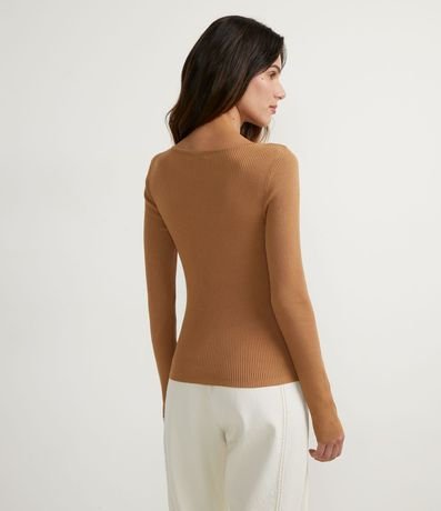 Blusa de Punto Acanalado con Cuello Barco y Mangas Largas 2