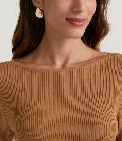 Blusa de Punto Acanalado con Cuello Barco y Mangas Largas 3