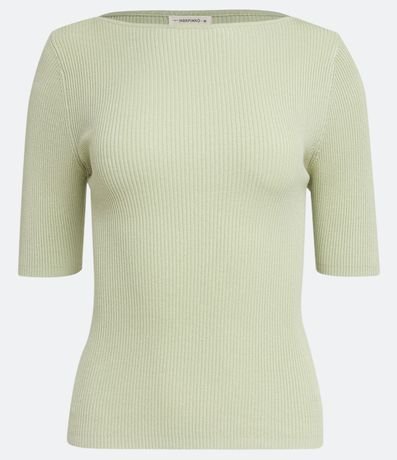 Blusa de Punto Acanalada con Cuello Barco 5