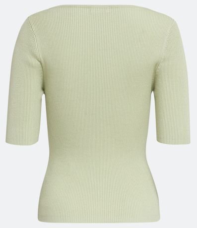 Blusa de Punto Acanalada con Cuello Barco 6
