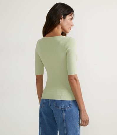 Blusa de Punto Acanalada con Cuello Barco 2