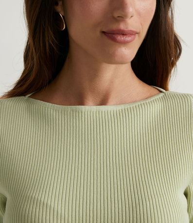 Blusa de Punto Acanalada con Cuello Barco 3