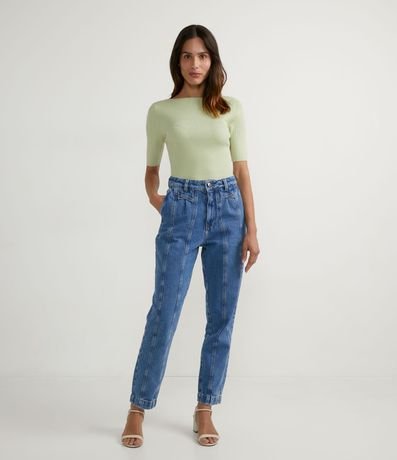 Blusa de Punto Acanalada con Cuello Barco 4