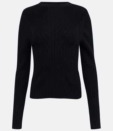 Blusa de Punto con Cuello V y Texturizada