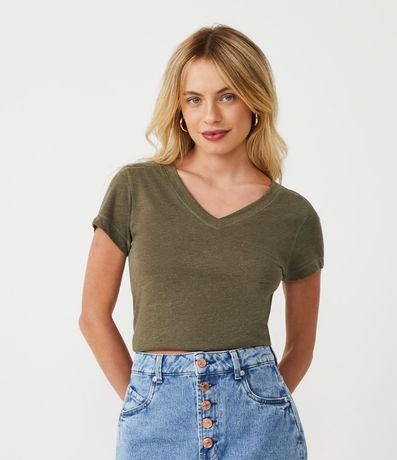Blusa Básica en Algodón con Pequeño Bolsillo Frontal 1