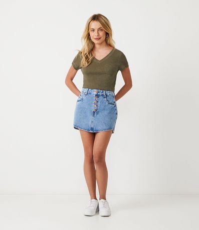 Blusa Básica en Algodón con Pequeño Bolsillo Frontal 2