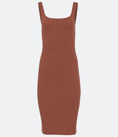 Vestido Midi Básico con Escote Cuadrado 5