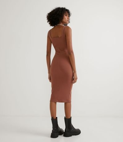 Vestido Midi Básico con Escote Cuadrado 2