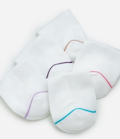 Kit 05 Media Caña Corta en Poliamida con Rayas Contrastante 4