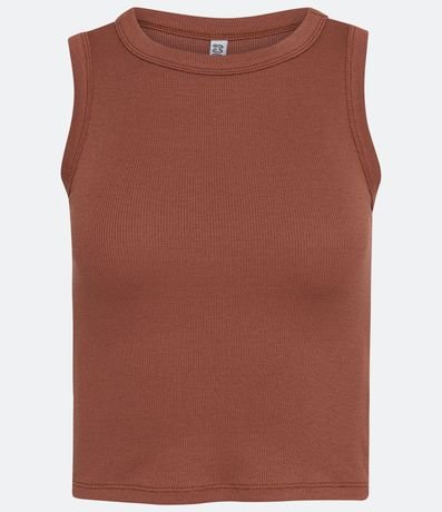 Blusa Cropped sin Manga en Ribana con Cuello Redondo 7