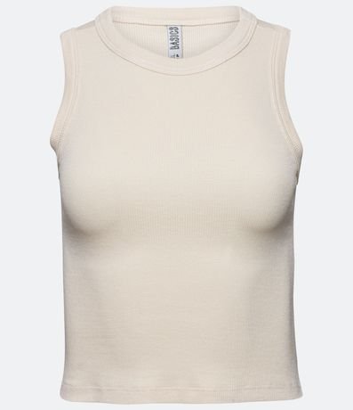 Blusa Cropped sin Manga en Ribana con Cuello Redondo 5