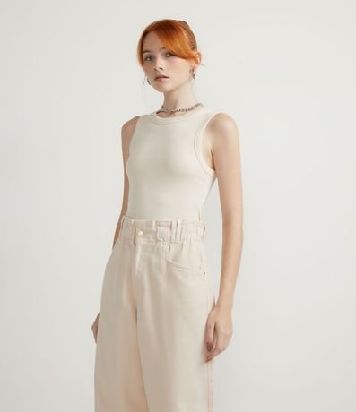 Blusa Cropped sin Manga en Ribana con Cuello Redondo 1
