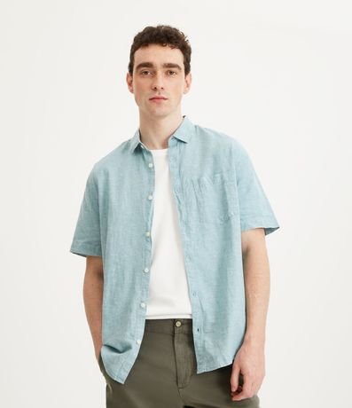 Camisa Manga Corta en Lino con Bolsillo 4