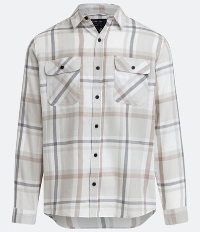 Camisa Manga Larga Franela con Estampado Cuadrillé