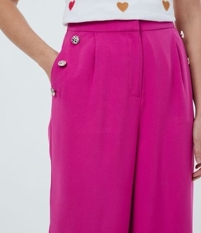 Pantalón Wide Leg en Crepé con Botones Diferenciados em los Laterales 3