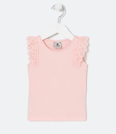 Blusa Musculosa Infantil con Volados Broderie - Talle 1 a 5 años 1