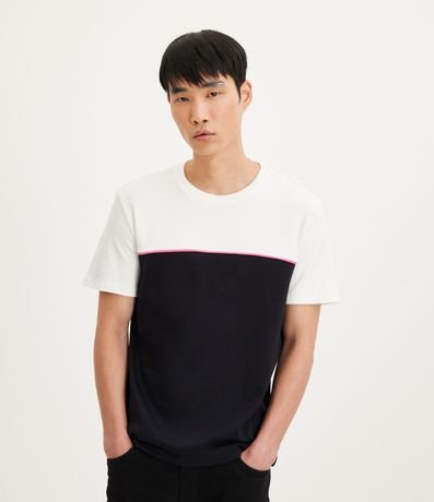 Remera Slim en Algodón con Bloque de Color