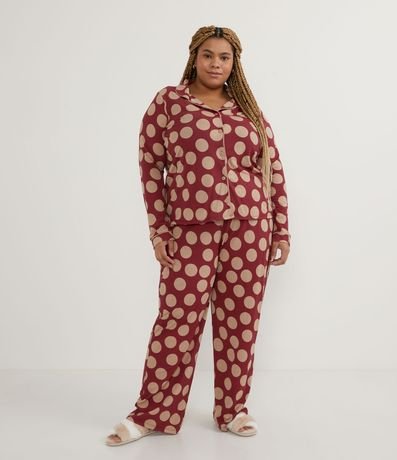 Pijama Americano en Viscosa con Estampado Lunares Curve & Plus Size