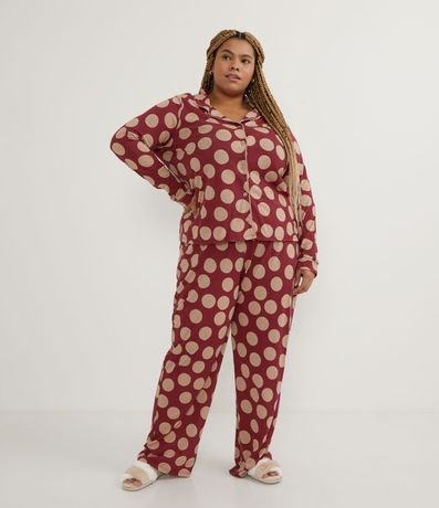 Pijama Americano en Viscosa con Estampado Lunares Curve & Plus Size 5
