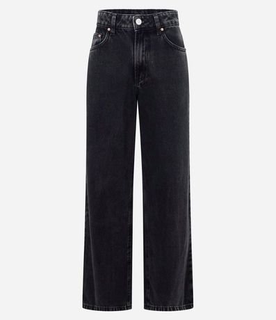 Pantalón Wide Leg Jeans con Cintura Alta y Barra Corte a Hilo 5