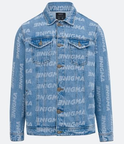 Campera Jeans con Estampado en Lettering Enigma 9