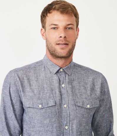 Camisa Comfort en Lino con 02 Pequeños Bolsillos Delanteros 4