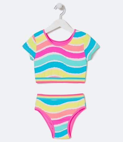 Bikini Cropped Infantil con Protección UV y Rayas de Colores - Talle 5 a 14 años 1