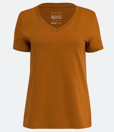 Blusa Básica en Algodón con Escote V y Manga Corta 5