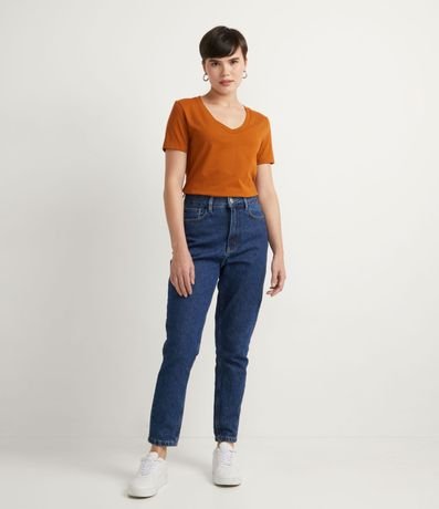 Blusa Básica en Algodón con Escote V y Manga Corta 4