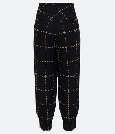 Pantalón Aladim en Lino con Estampado Cuadrillé 7