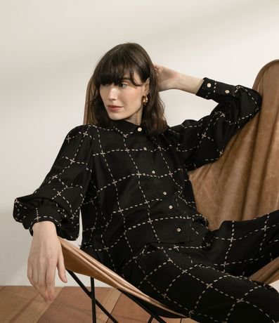 Pantalón Aladim en Lino con Estampado Cuadrillé 2